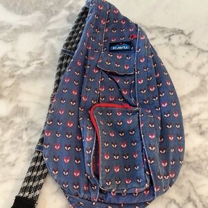 Kavu Rope Sling Bag Blue Background Pockets Adj Strap